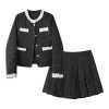 Set Female Winter Short Jacket Pleated Skirt Two-Piece Set
