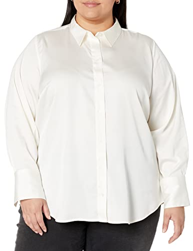 Women's Regular-Fit Satin Button Down Blouse (Available in Plus Size)