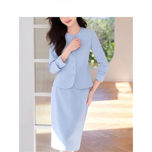 41x3D3nPKbL.jpg Women Long Sleeve Formal Blazers Skirt Business Set Professional Office Work Wear Two Piece Career Suit