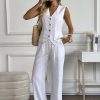 Women's Linen 2 Piece Sets Summer Outfits Vest Waistcoat Casual Dressy Work Vacation Travel Pants Sets