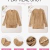 Womens Casual Button V Neck Long Sleeve Shirts Oversized Solid Blouses Tops
