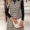 Womens Long Tweed Vest Fall Winter Sleeveless Blazer Jackets Trench Coat