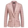 Women's 2 Piece Business Plaid Suit Set Office One Button Slim Fit Blazer with Pant