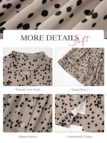 Womens Tops Summer Boho Floral Short Sleeve Button Down Shirts Crewneck Loose Vacation Dressy Casual Work Blouses