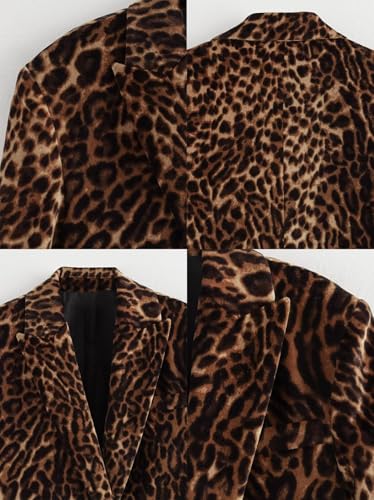 514a2mi4LrL.jpg Women's Leopard Suit Casual Peak Lapel Jacket and Skirt Two Pieces Set