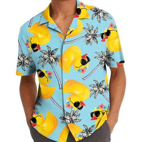 Funny Festival Pattern Hawaiian Shirt for Men Coloful Mens Hawaiian Shirts Short Sleeve Button Down Shirt Men