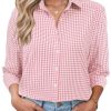 516nwMiTfZL.jpg Womens Long Sleeve Button Down Shirts Casual Loose Fit Cotton Collared Blouses