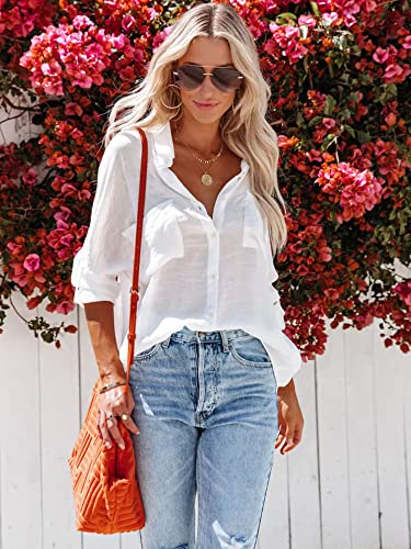Button Down Shirt for Women Beach Cover Up Long Sleeve Blouses