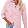 51BzQ6lKNZL.jpg Womens Long Sleeve Button Down Shirts Casual Loose Fit Cotton Collared Blouses