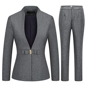 51GknKDZVEL.jpg Women's Business Pant Suit Set 2 Piece Slim Fit Blazer Jacket One Button Buckle Closure Lady Work Suit for Office