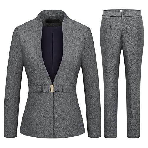 51GknKDZVEL.jpg Women's Business Pant Suit Set 2 Piece Slim Fit Blazer Jacket One Button Buckle Closure Lady Work Suit for Office