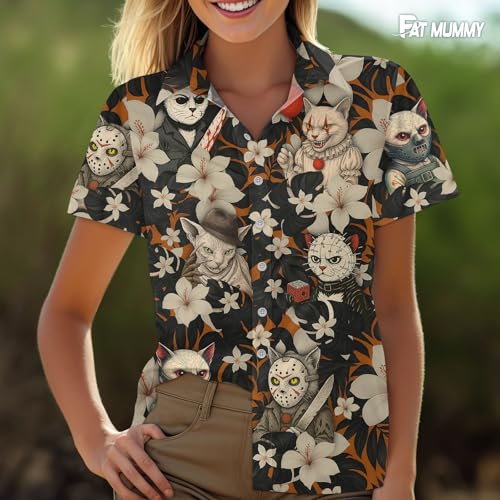 51GmQ53E15L.jpg Mens Halloween Hawaiian Shirt, Horror Friends Shirts for Men Women Short Sleeve