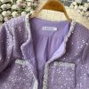 51H2UUWPOzL.jpg Women's French Skirt Set Heavy Industry Beaded Sequined Temperament Coat Skirt Two-Piece Set