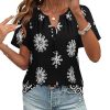 Womens Summer Tops Boho Short Sleeve Business Casual Blouses Button Down Floral Shirts Fashion Beach Vacation Clothes