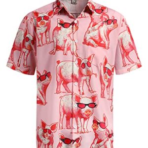 Men's Hawaiian Shirt Short Sleeve Funny Printed Casual Button Down Aloha Shirts