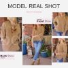 Womens Casual Button V Neck Long Sleeve Shirts Oversized Solid Blouses Tops