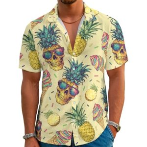 Funny Hawaiian Shirt Summer Beach Tropical Short Sleeve Holiday Print Aloha Shirt Casual Button Down Shirt