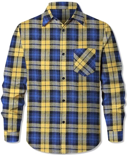 Men's Casual Plaid Flannel Long Sleeve Button Down Shirt