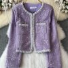 51dIsfnldtL.jpg Women's French Skirt Set Heavy Industry Beaded Sequined Temperament Coat Skirt Two-Piece Set
