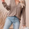 51eFxaaAUML.jpg Women Casual Button Down Fall Blouses 2025 Long Sleeve Solid Business Work Tops Cute Relaxed Fit Shirts