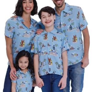 Chewbacca Darth Vader R2-D2 Stormtrooper TIE Fighter X-Wing Matching Family Hawaiian Button Down Shirt Adult