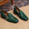 Women Classic Penny Loafers Closed Square Toe Patent Low Heel Loafers Slip On Metal Buckle 2" Chunky Heel Comfy Office Ladies