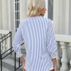 Womens 3/4 Sleeves Button Down Shirts Pleated Chiffon Blouses Business Casual Tops Work Office Tshirt