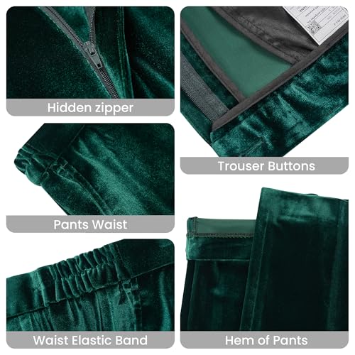 51jaRUqS9YL.jpg Women's 2 Piece Velvet Suit Notch Lapel One Button Slim Fit Business Party Wedding Tuxedo Blazer Pants Set