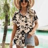 51jyy3MVAAL.jpg Women's Summer Hawaiian Shirts Floral Short Sleeve Button Down Shirts Hawaii Tropical Beach Tops Outfits