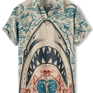 Men's Hawaiian Shirt Button Down Funny Printed Casual Short Sleeve Summer Beach Shirts
