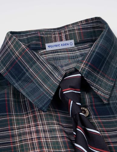 51kzoloauML.jpg Mens Button Down Shirts Number Print Plaid Necktie Short Sleeve Shirt Casual Summer Shirts