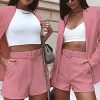 51lcN742S4L.jpg Blazer Shorts Set for Women 2 Piece Long Sleeve Open Front Blazers Short Suits Business Outfits with Belt