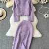 51lxd83xq8L.jpg Women's French Skirt Set Heavy Industry Beaded Sequined Temperament Coat Skirt Two-Piece Set
