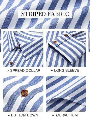 Womens Oversized Striped Button Down Shirts Boyfriend Long Sleeve Collared Work Blouses