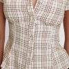Women Y2K Cap Sleeve Button Down Shirt Slim Fit Crop Coquette Shirt V Neck 90s Vintage Preppy Blouse Top