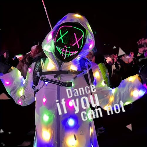 2 Pcs LED Light Up Jacket Men Women Rave Outfit Halloween Festival EDM Party Night Event Costume Neon Glow Clothing