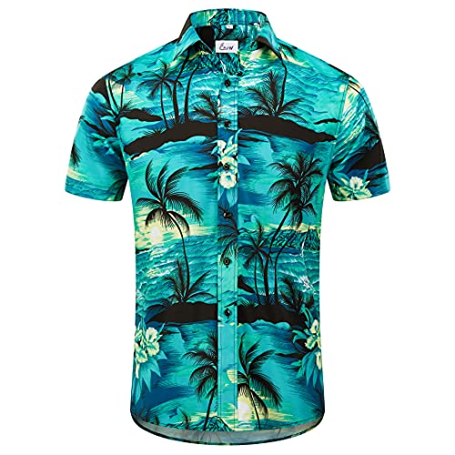Men's Hawaiian Shirt Short Sleeves Printed Button Down Summer Beach Dress Shirts