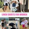 51z11g1PV6L.jpg Womens Linen Button Down Shirt Casual Long Sleeve Cotton Blouse Loose Fit Collared Work Gauze Tops with Pocket