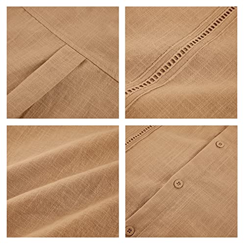 Mens Short Sleeve Cuban Camp Guayabera Shirt Linen Cotton Hippie Beach Button Down Shirts