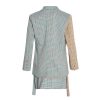 Women's Skirt Suit Spring Autumn Checkered Blazer Belted A Line Skirt 2 Piece Set for Women