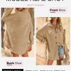 Womens Waffle Knit Shacket Jacket Casual Long Sleeve Button Down Shirts Dressy Blouses Tops