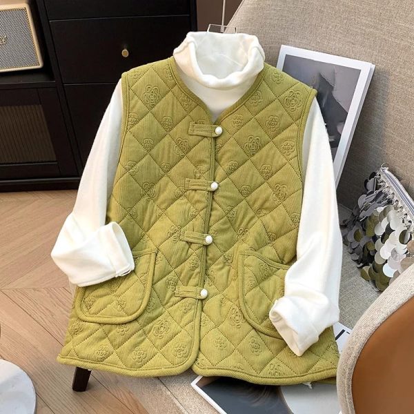 710LOUlEtmL.jpg New-Chinese style vest for women, autumn and winter retro suit, Chinese vest, sleeveless wear, thickening