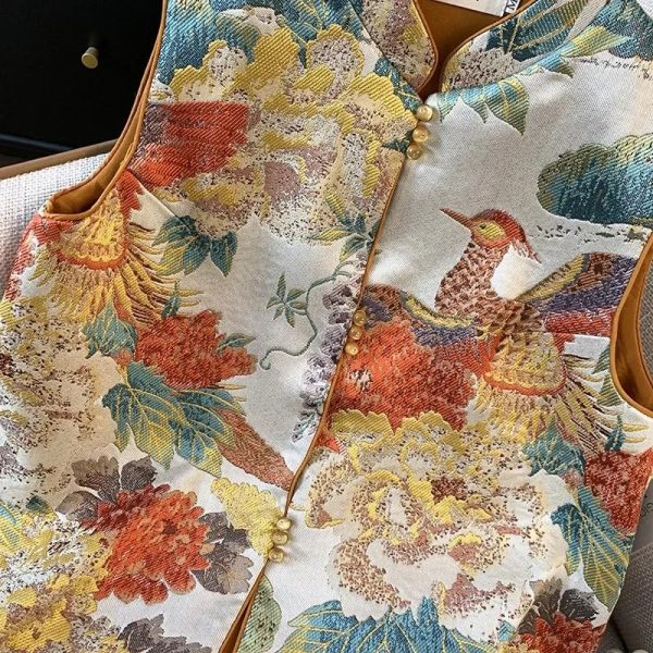 71J9iLaJOYL.jpg Chinese Style Traditional Vest Sleeveless O-Neck Coat Embroider Tops Women Retro Tang Suits Jacket