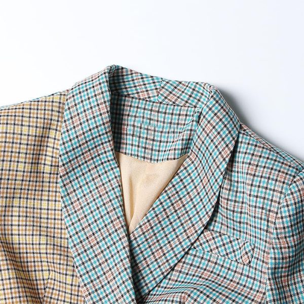 Women's Skirt Suit Spring Autumn Checkered Blazer Belted A Line Skirt 2 Piece Set for Women