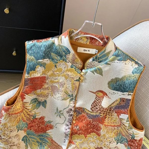 71rwRmbz3DL.jpg Chinese Style Traditional Vest Sleeveless O-Neck Coat Embroider Tops Women Retro Tang Suits Jacket