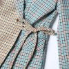 Women's Skirt Suit Spring Autumn Checkered Blazer Belted A Line Skirt 2 Piece Set for Women
